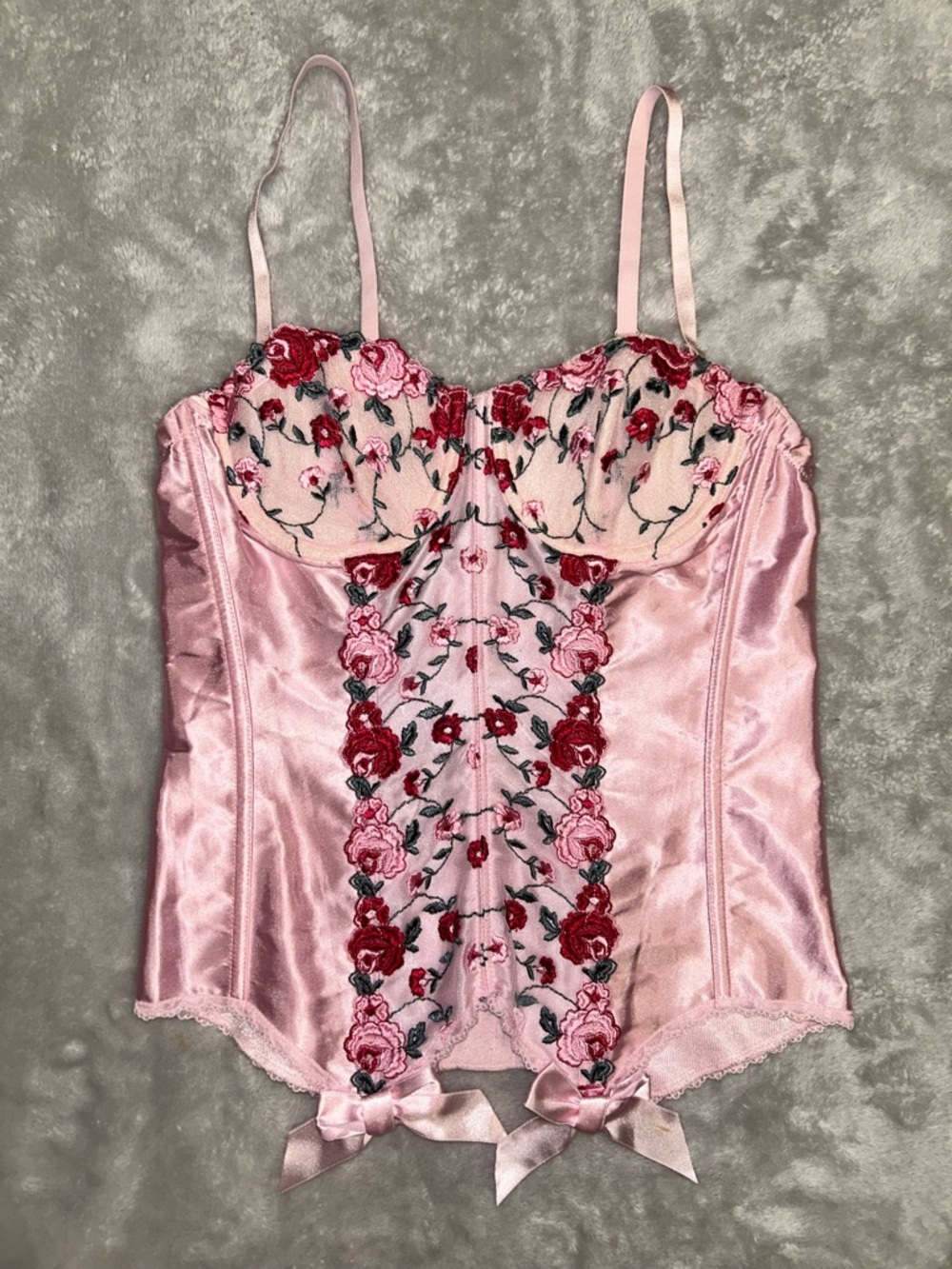 Frederick's of Hollywood Light Pink Lingerie Top with Embroidered Detail